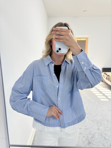 Mng damen bluse blau weiß - mng, blau/weiß