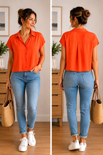 Mng damen bluse orange - mng,